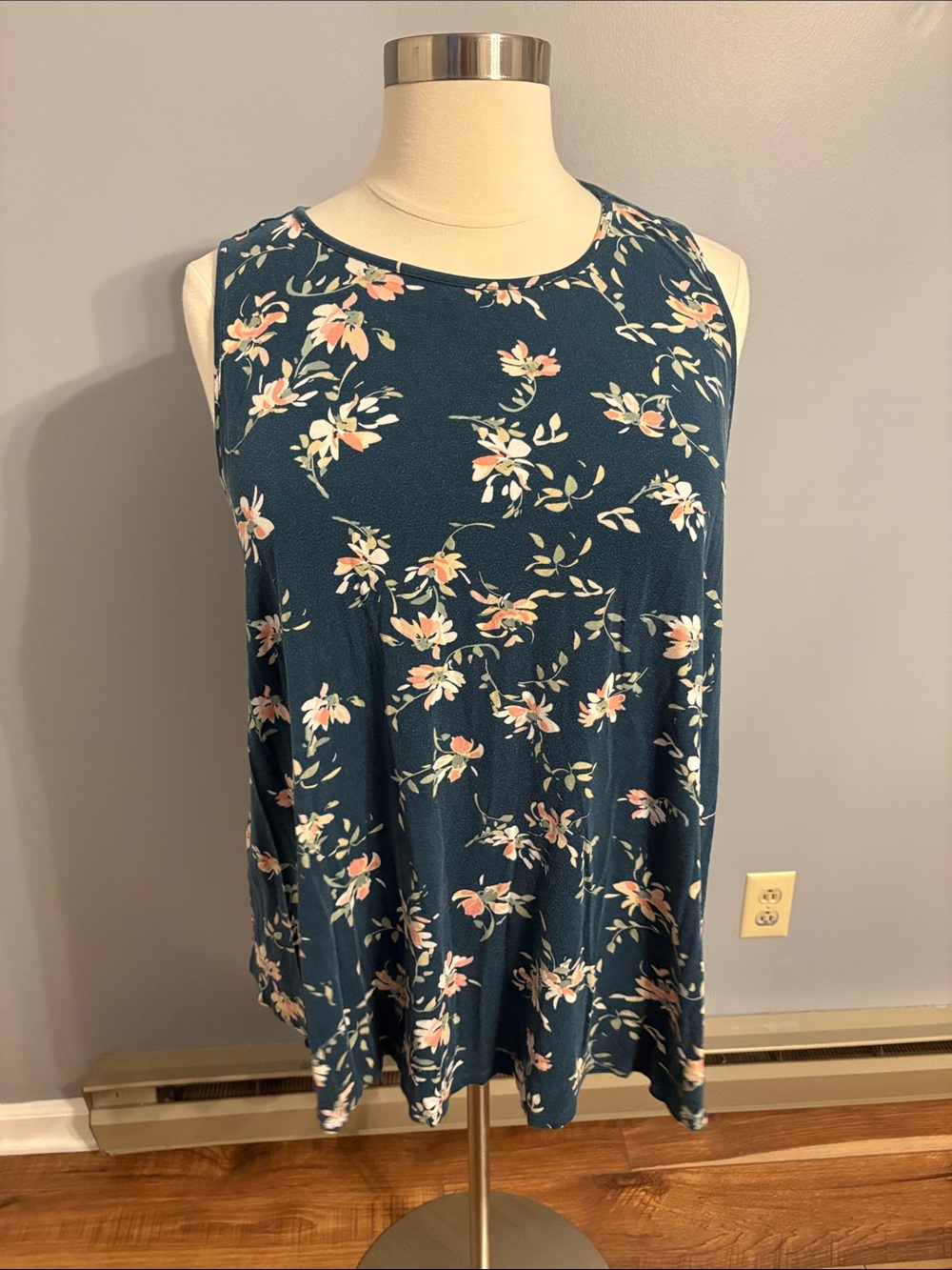 torrid Teal Floral Sleeveless Swing Tank